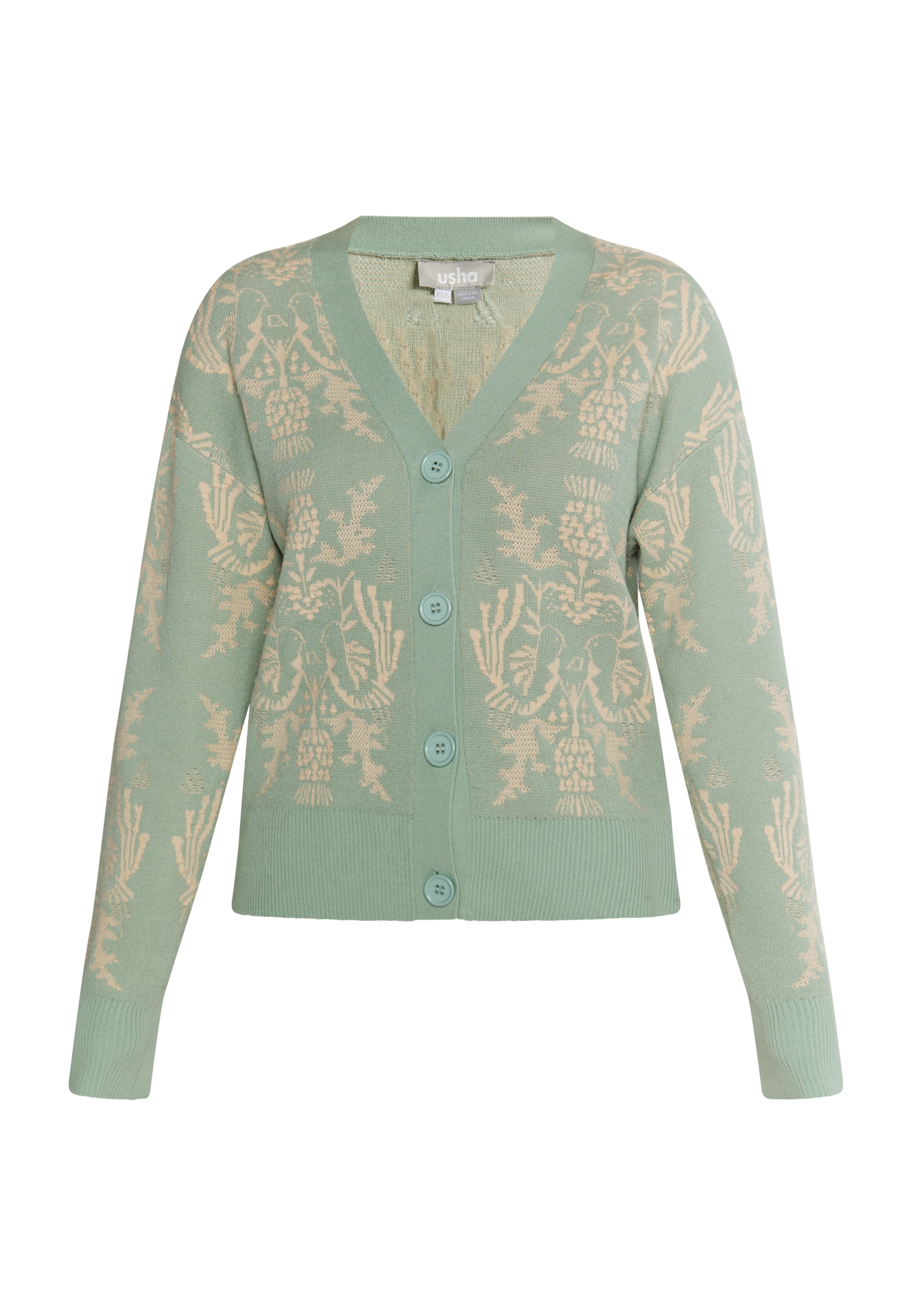 Usha Плетена жилетка в зелено: отпред