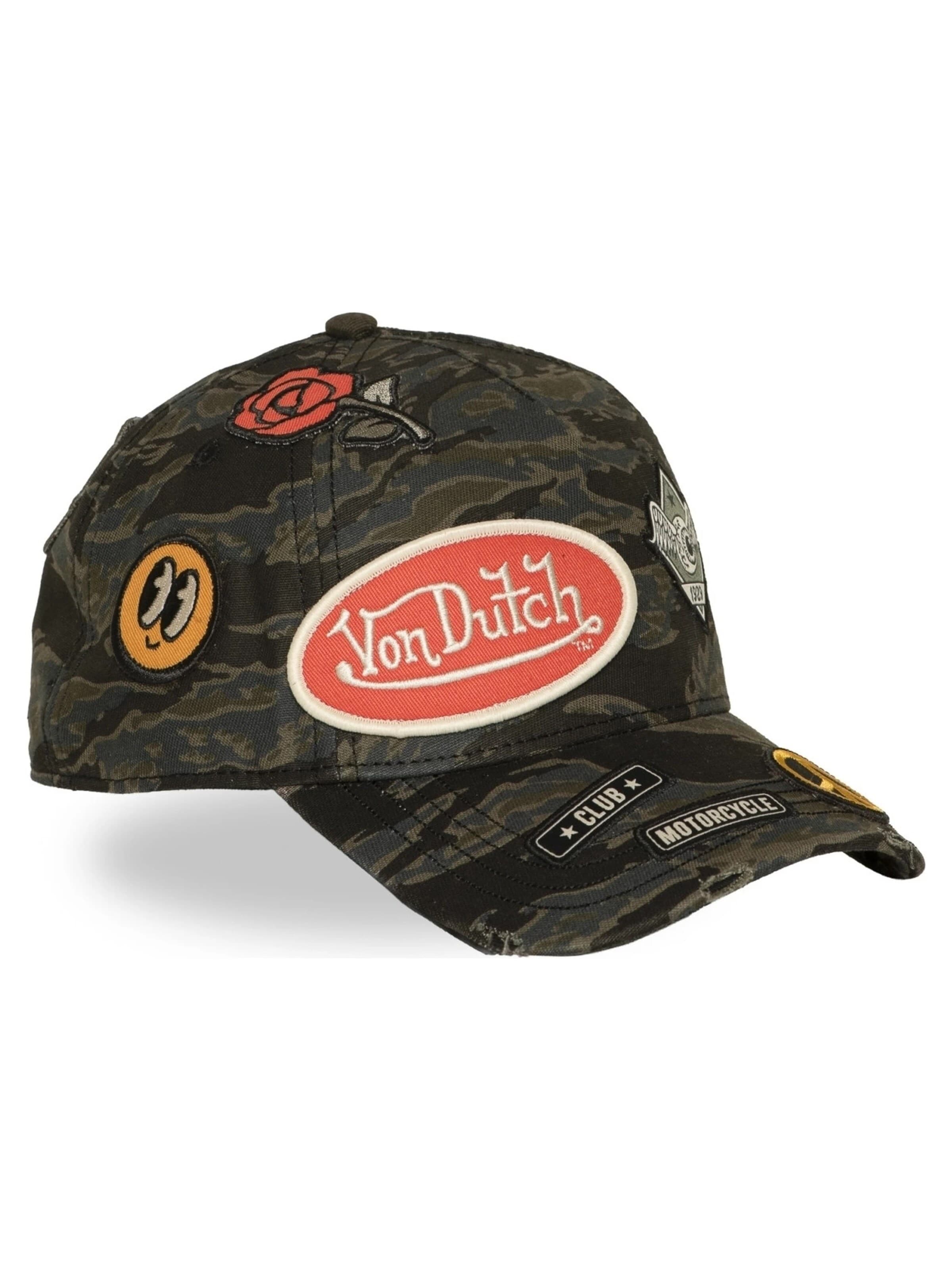Von Dutch Kšiltovka 'Gorra von dutch verde camo01 full patches distressed cap' – zelená