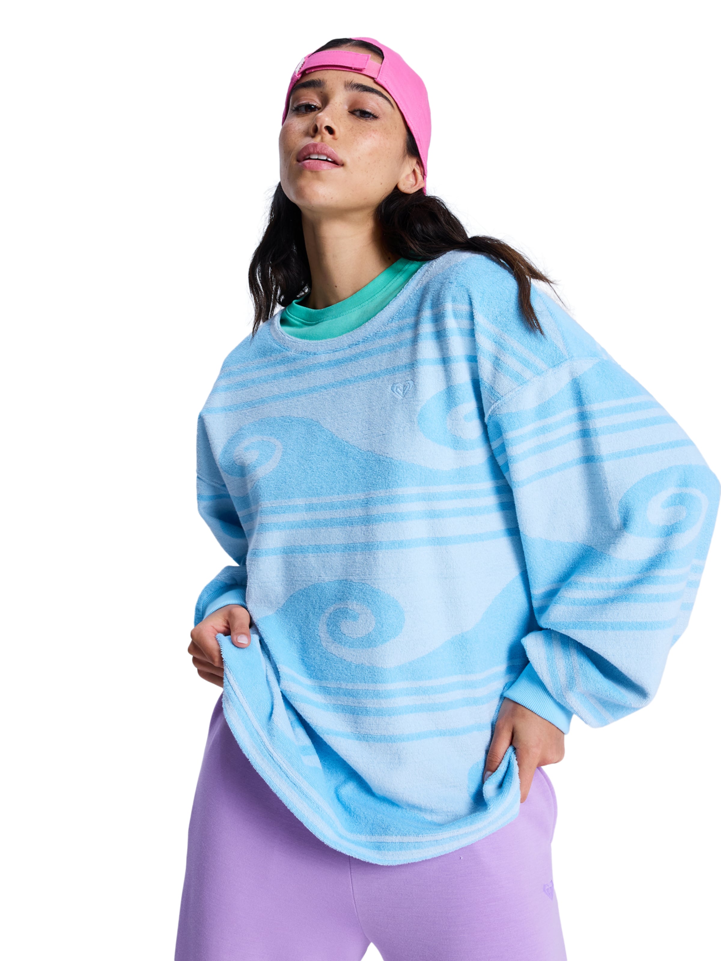 ROXY Sweatshirt 'Make It Sunny' in Blue: front
