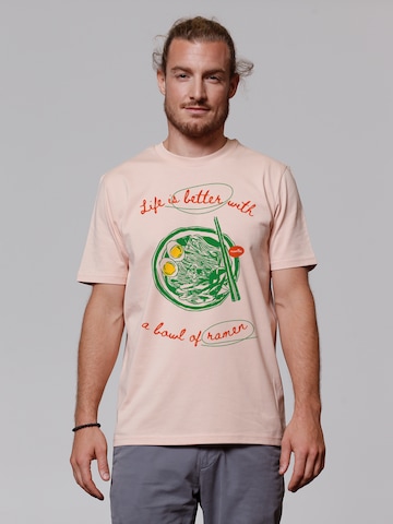 T-Shirt 'Life Is Better With Ramen' Watapparel en rose : devant