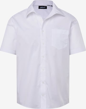 Men Plus Button Up Shirt in White: front