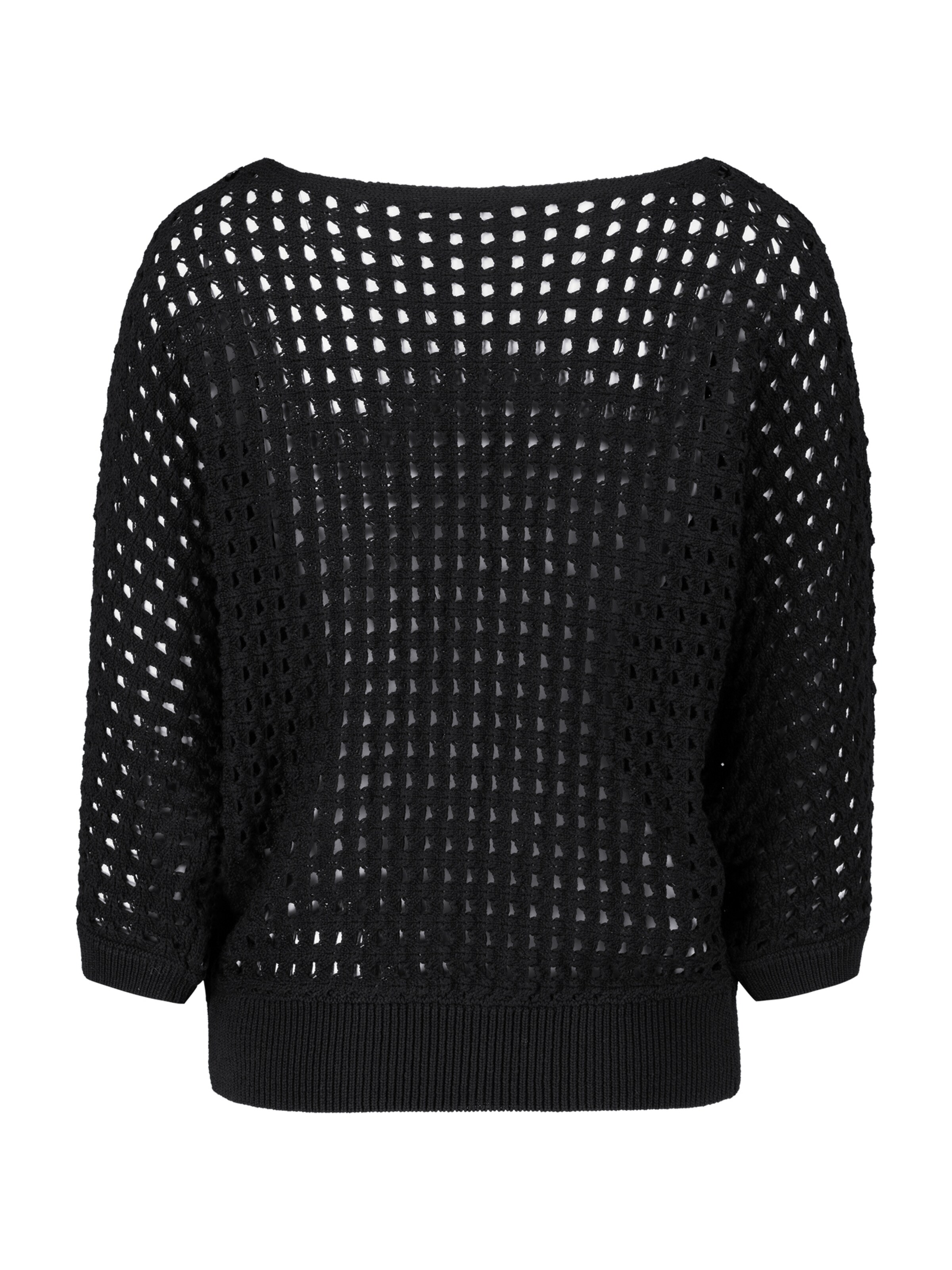 zero Pullover mit Lochmuster in Schwarz