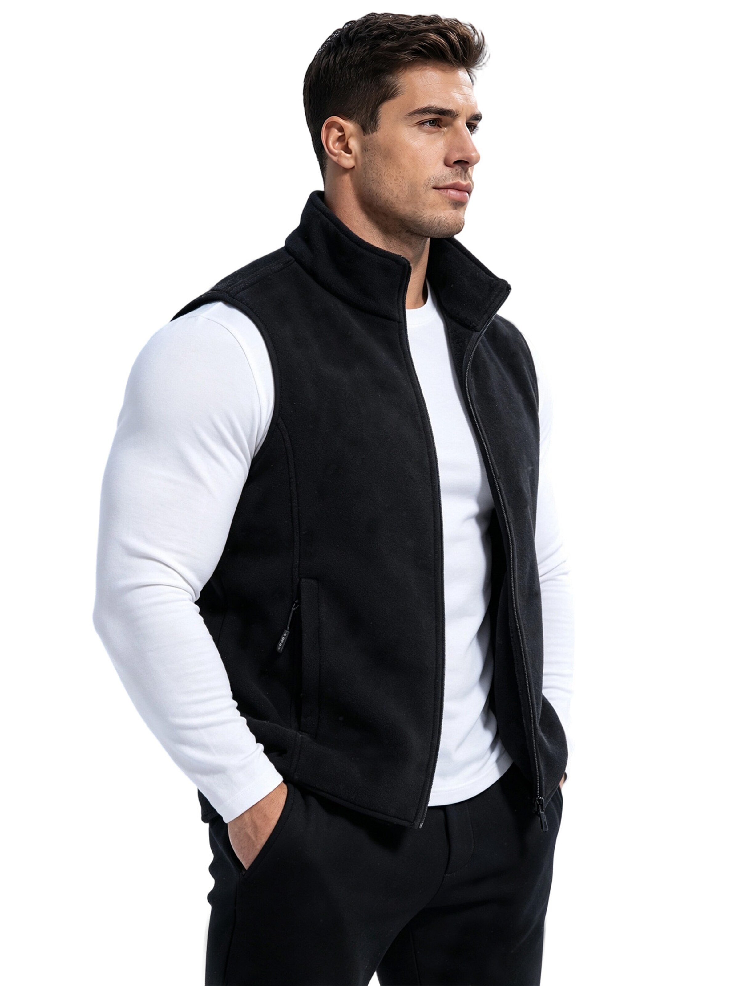 Magicshe Vest 'Fleeceweste' in Black: front