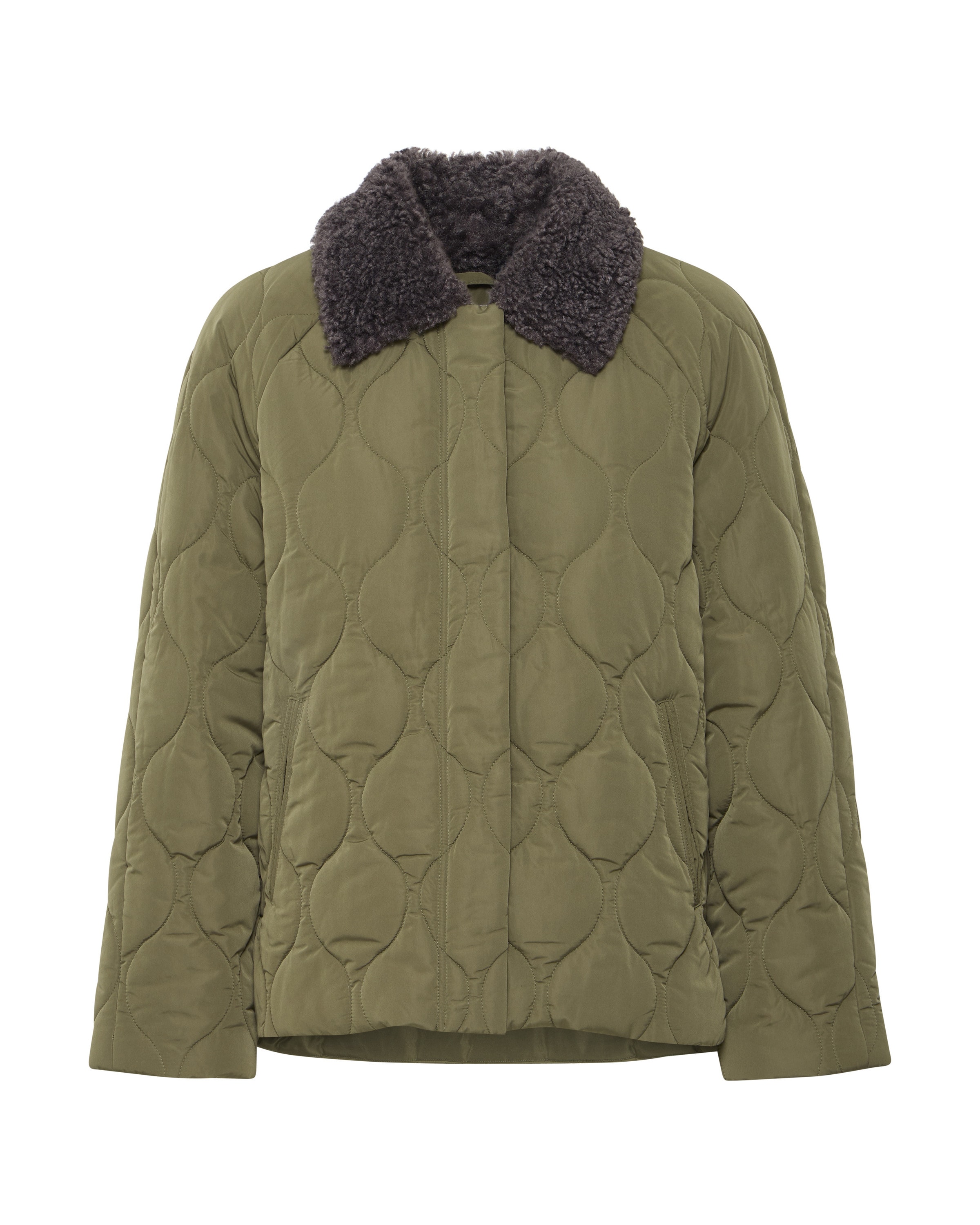 ICHI Between-Season Jacket in Green: front