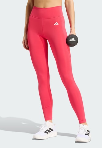 ADIDAS PERFORMANCE Скинни Спортивные штаны 'Opt Ess' в Ярко-розовый: спереди