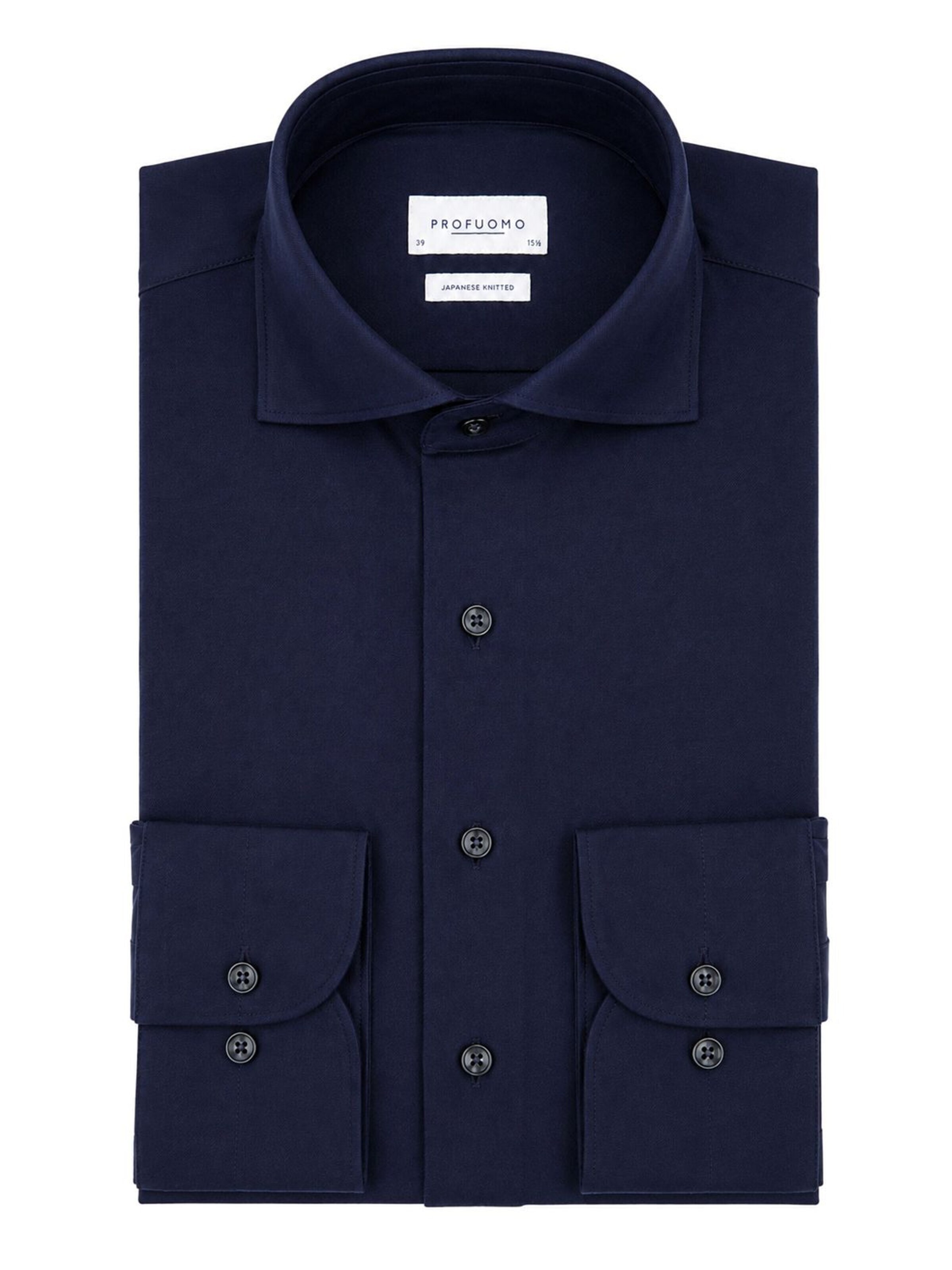 Profuomo Button Up Shirt 'Japanese Knitted' in Blue: front