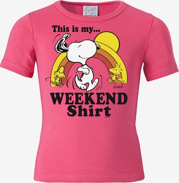 LOGOSHIRT Shirt 'Peanuts' in Pink: front