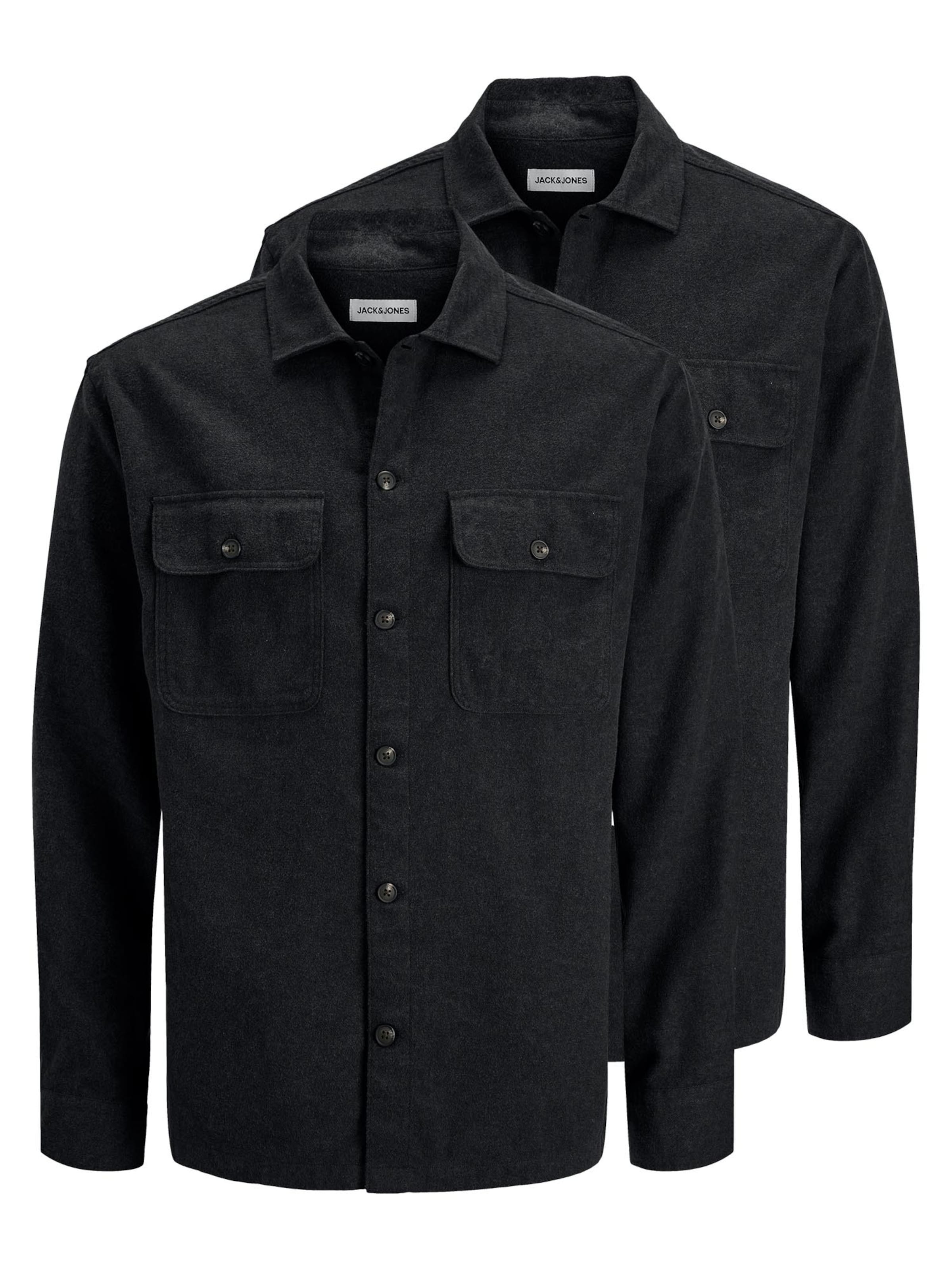 JACK & JONES Button Up Shirt 'Charge' in Black: front
