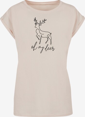 T-shirt 'Winter Christmas Deer' F4NT4STIC en beige : devant