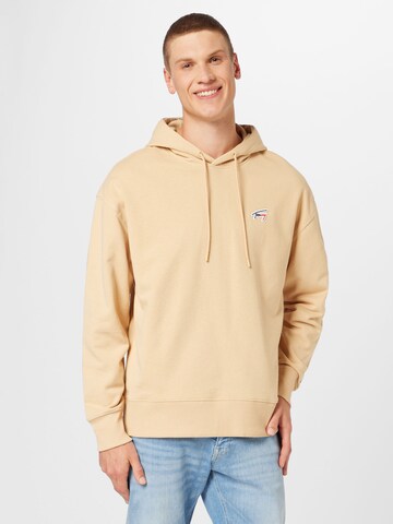 Sweat-shirt Tommy Jeans en beige : devant