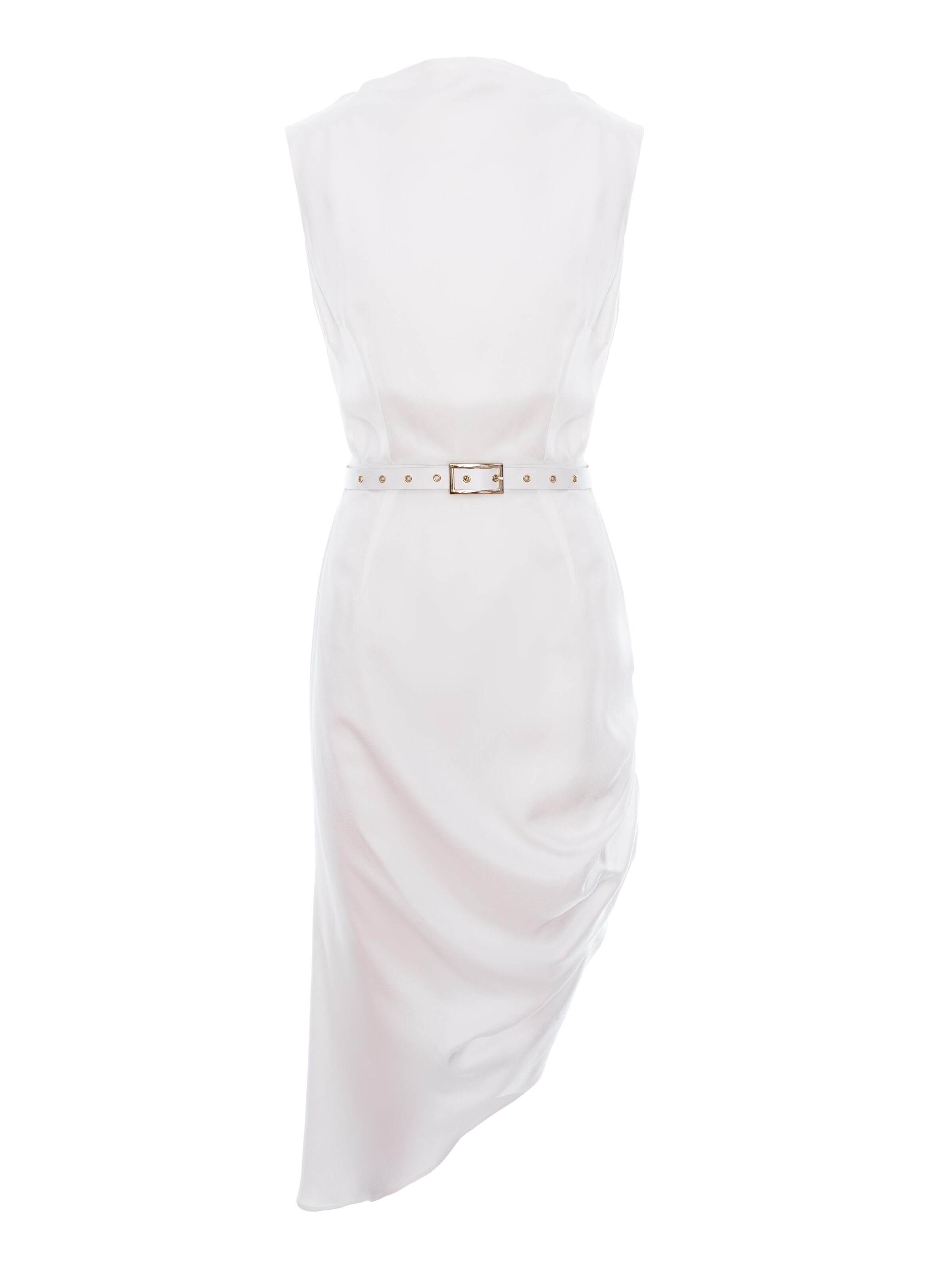 Robe 'Cowl Neckline Asymmetric Midi Dress' AVENUE N°29 en blanc : devant