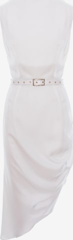 AVENUE N°29 Jurk 'Cowl Neckline Asymmetric Midi Dress' in Wit: voorkant