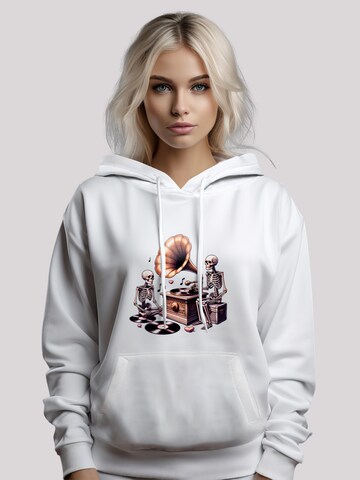 Sweat-shirt 'Gothic Skeleton Vintage Vinyl Plattenspieler' F4NT4STIC en blanc : devant