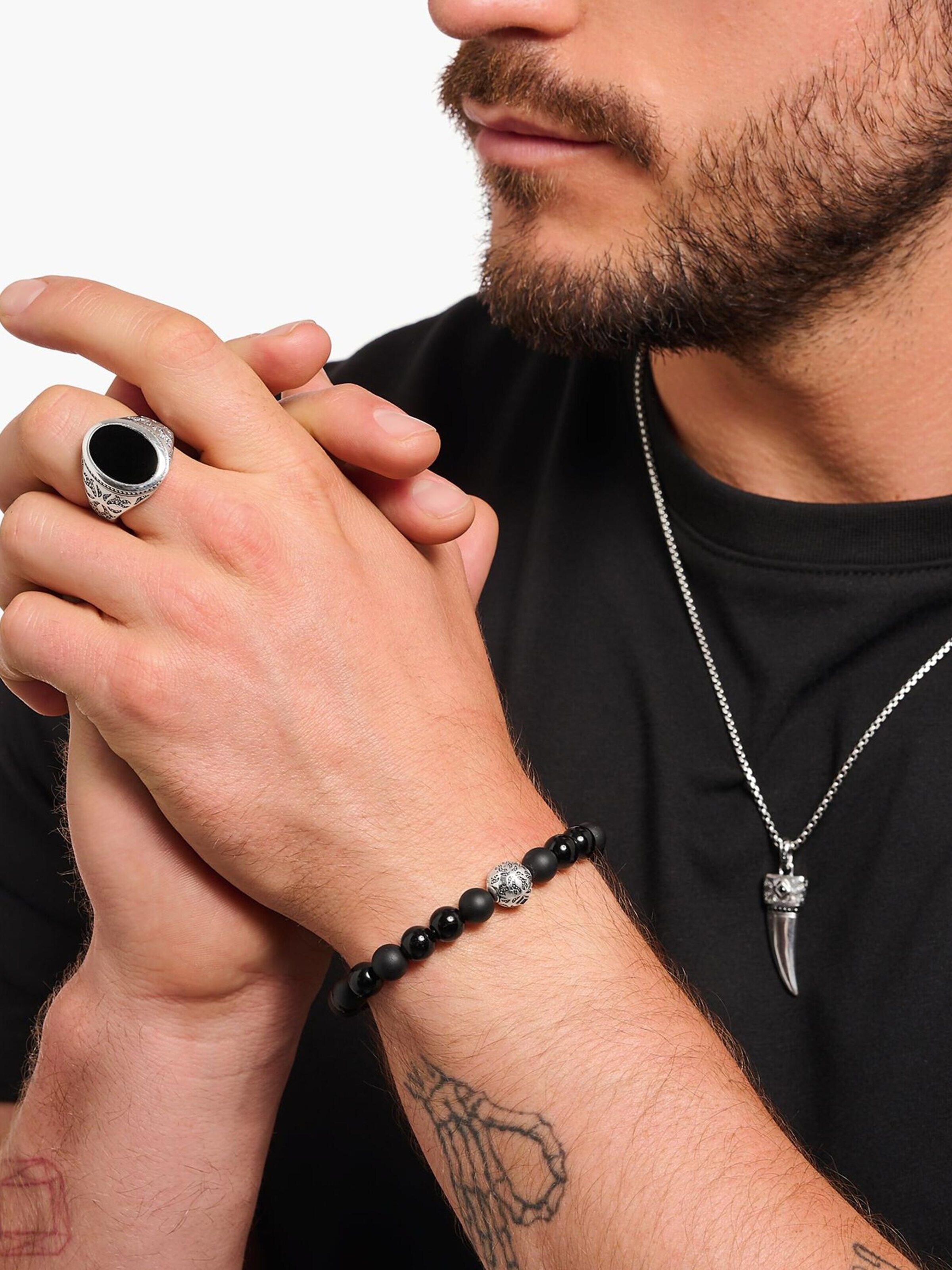 Bracelet 'Armband Obsidian Schwarz' Thomas Sabo en noir : devant