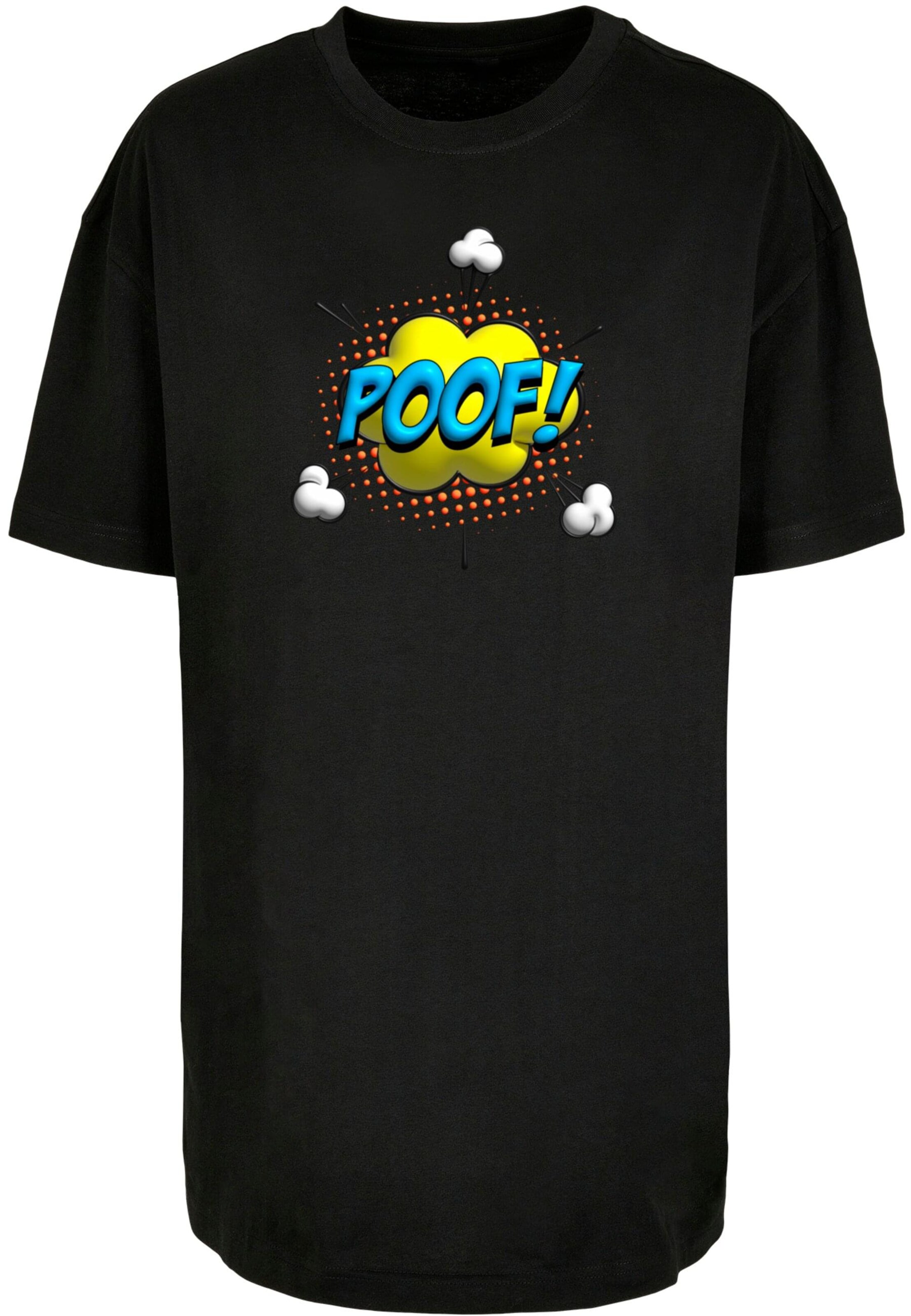 Merchcode Oversized shirt 'Poof Comic' in Black: front