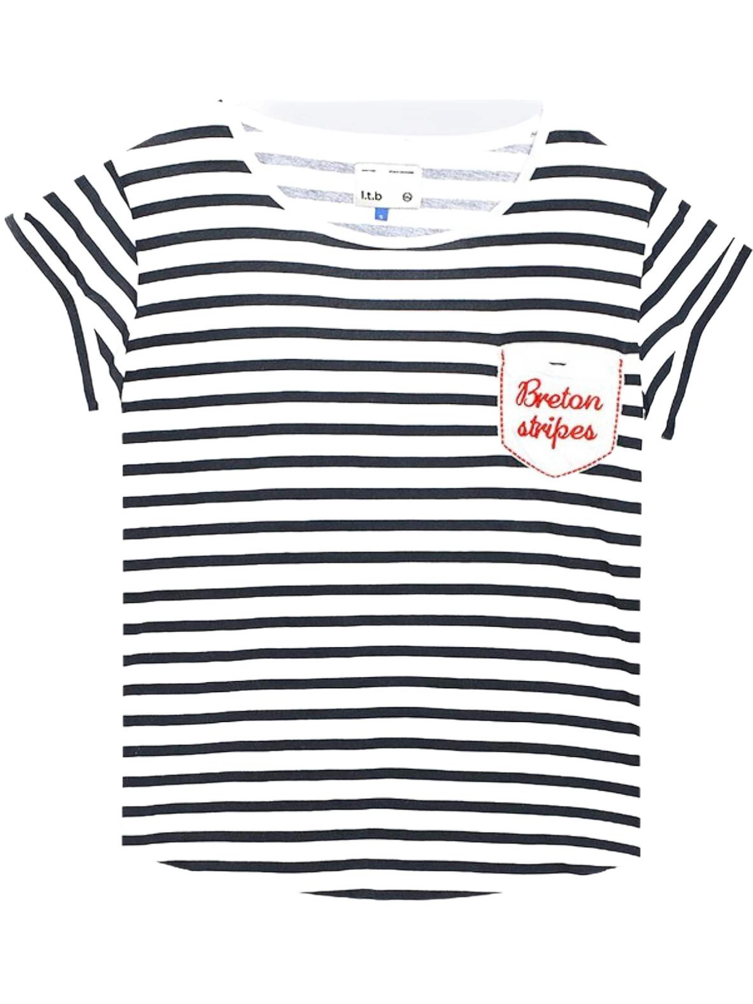 LTB Jeans Camiseta 'LTB Jeans T-Shirt mit umgeschlagenen Ärmeln und Streifenmuster' en XS en blanco, Vista del producto