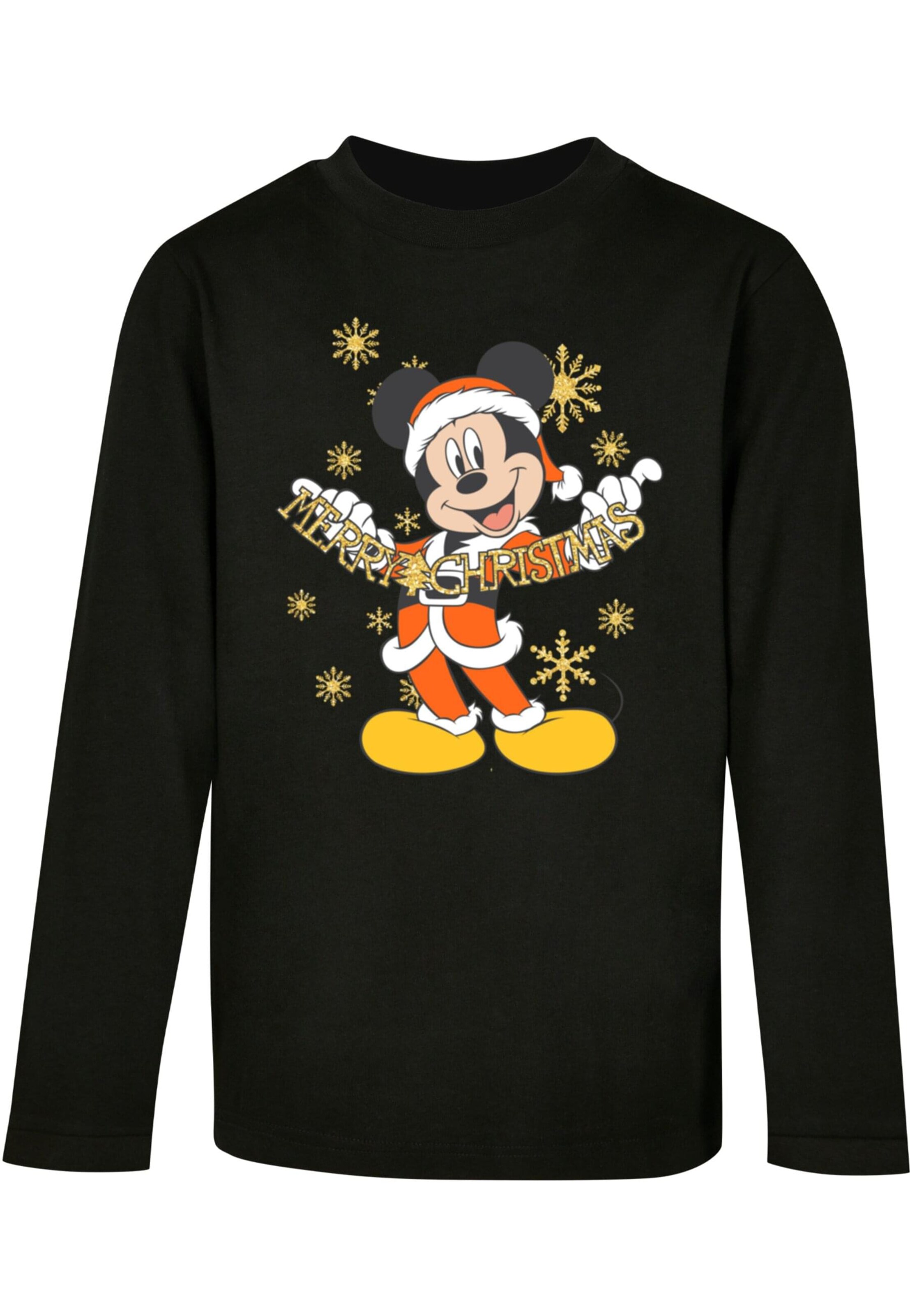 Maglietta 'Mickey Mouse - Merry Christmas Gold' di ABSOLUTE CULT in nero: frontale