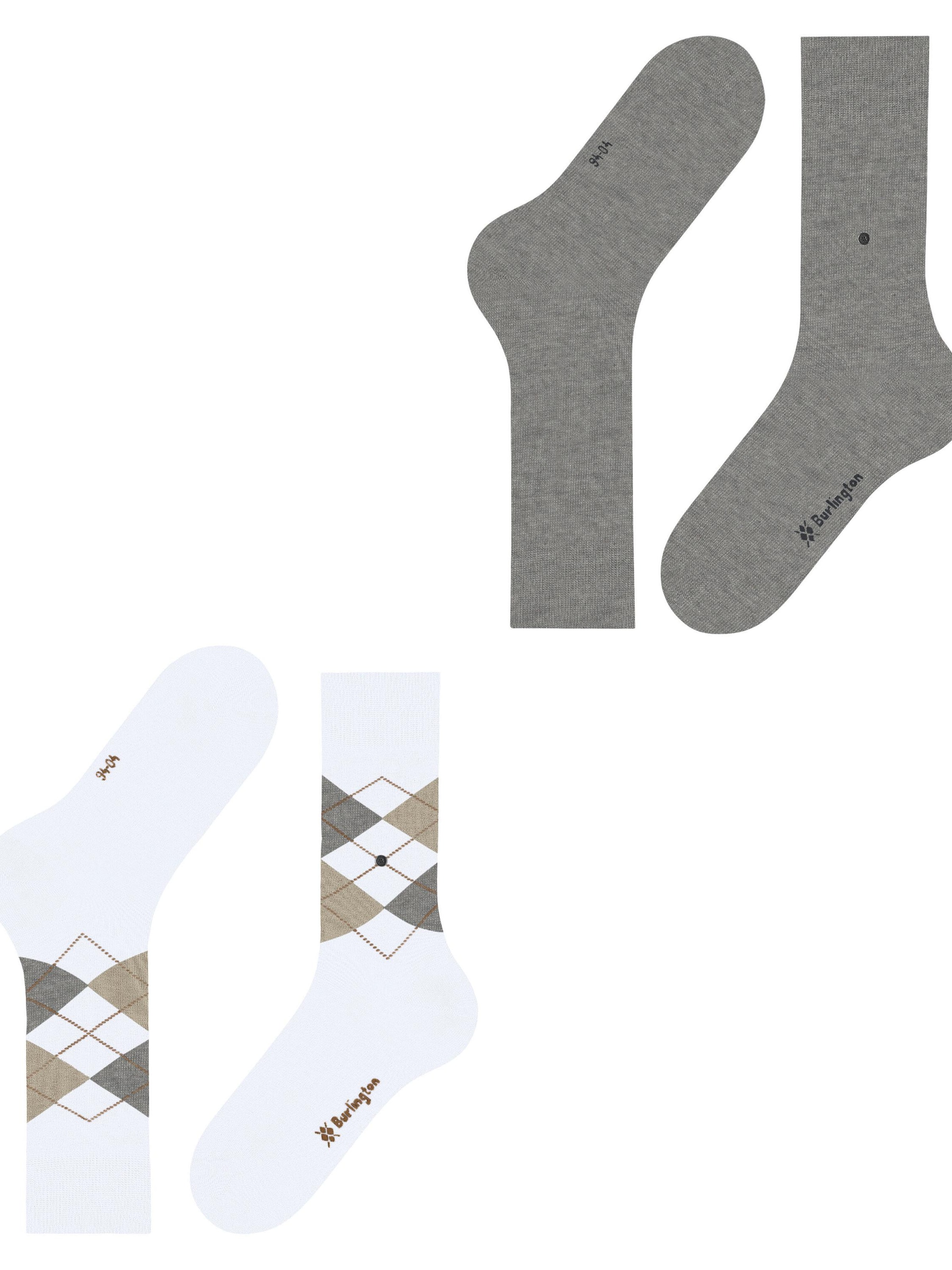 BURLINGTON Socks 'Everyday Argyle Mix 2-Pack' in White