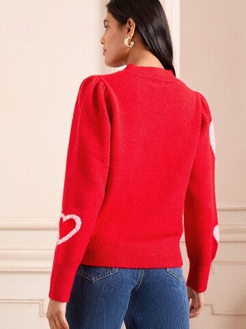 Pull-over love & roses en rouge
