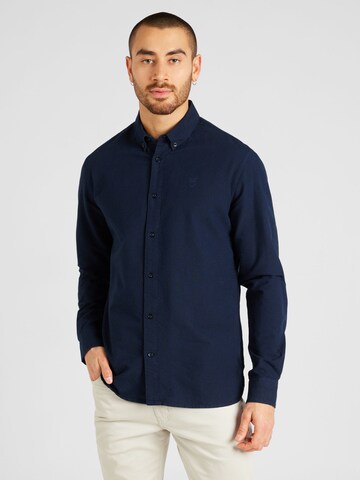 KnowledgeCotton Apparel Regular fit Button Up Shirt 'Harald' in Blue: front