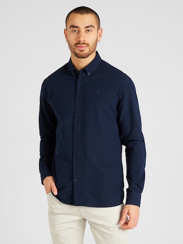 KnowledgeCotton Apparel Regular fit Overhemd 'Harald' in Blauw: voorkant