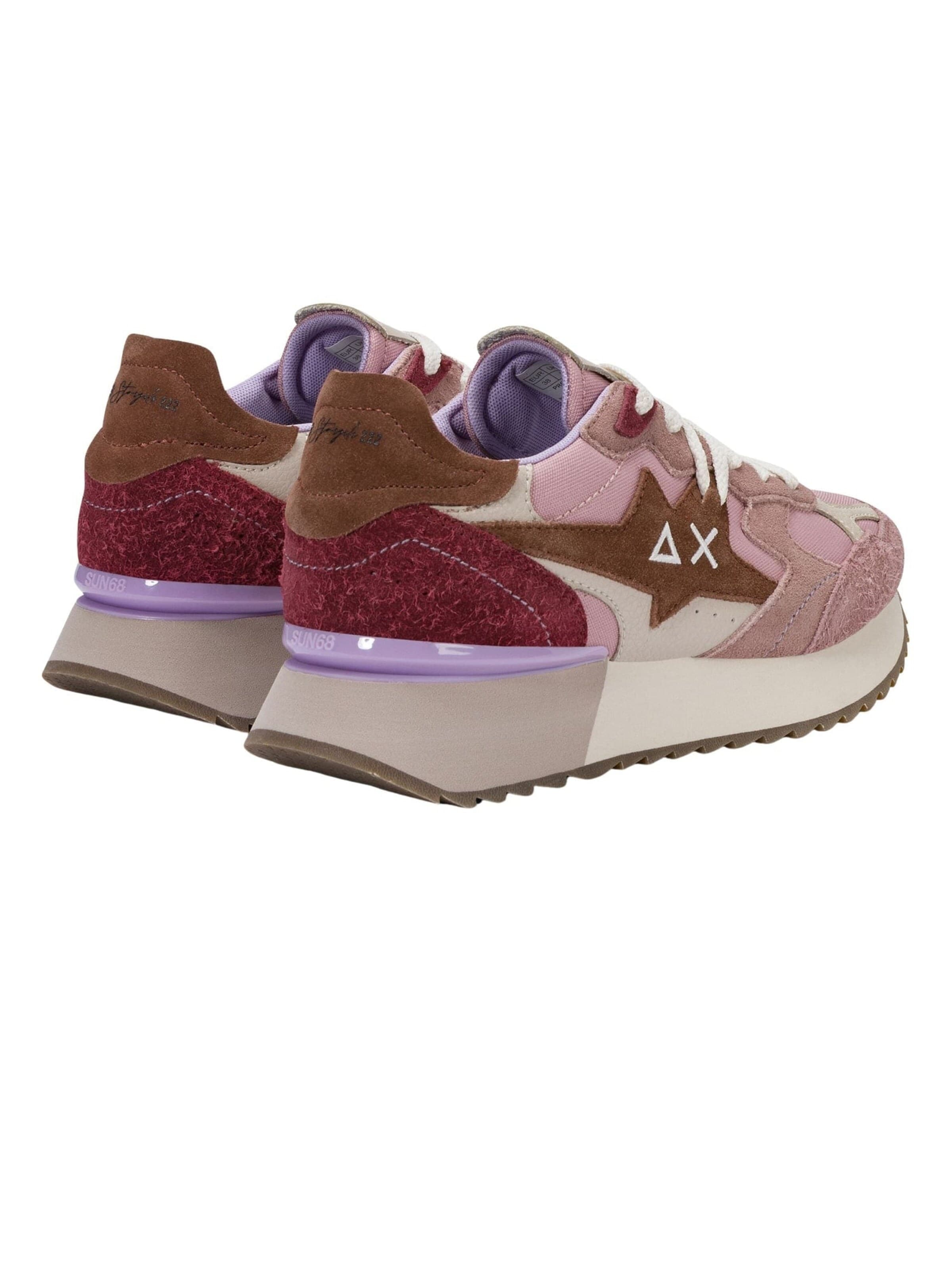 SUN68 Platform trainers 'Women's Platform Sneakers in Suede and Fabric' in Purple