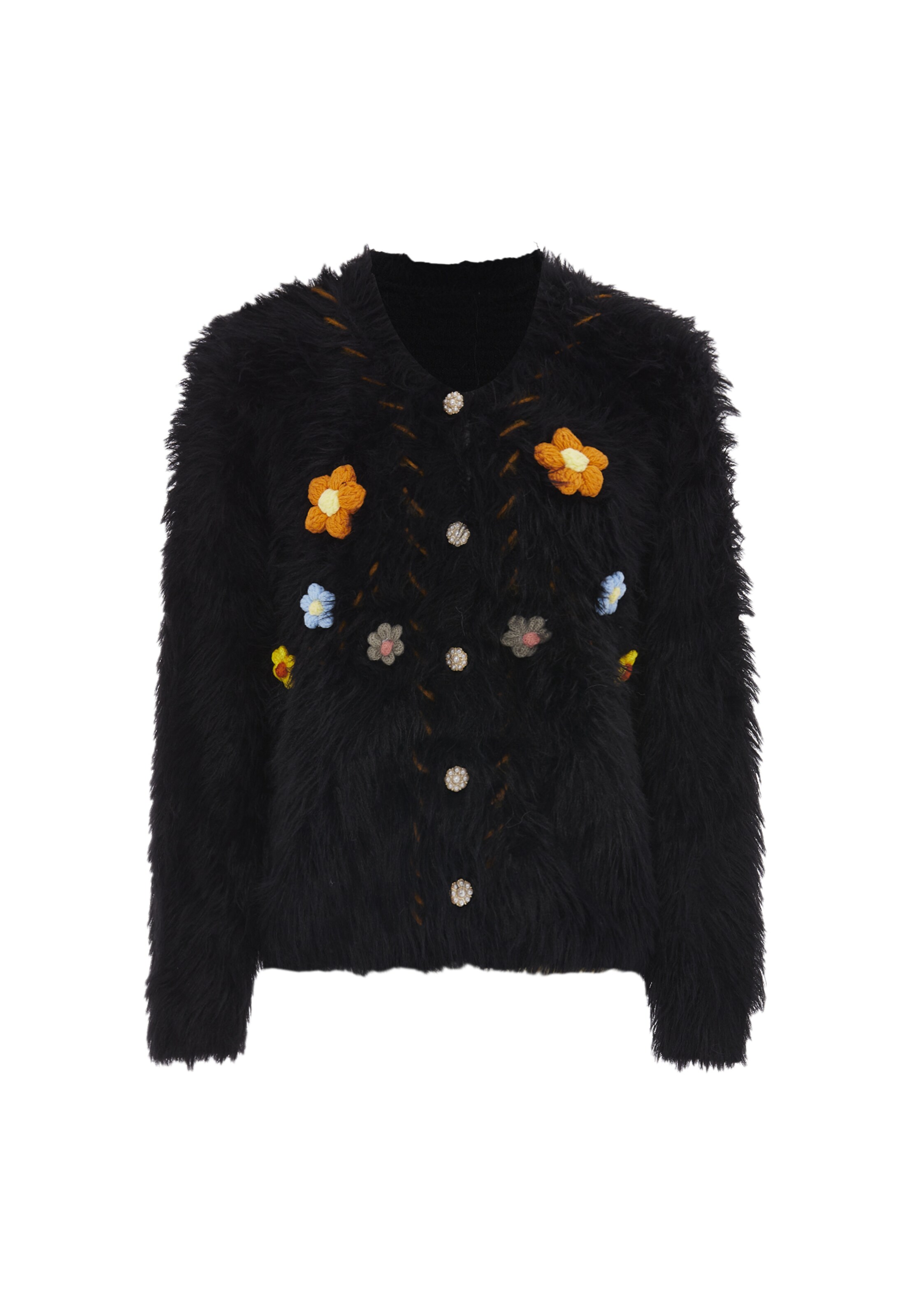 Geacă tricotată de la IZIA pe negru: față