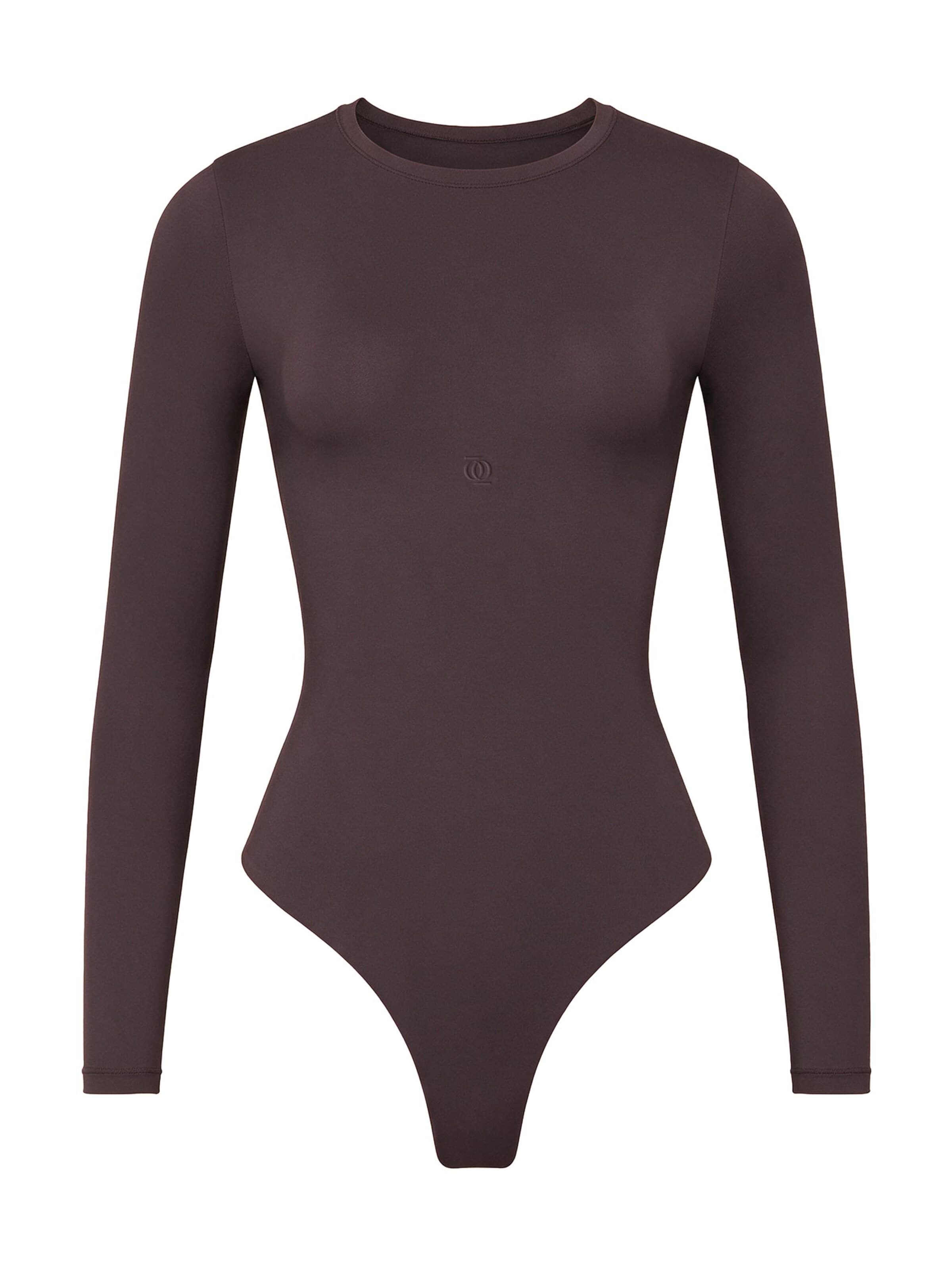 GOD SAVE QUEENS Body 'Second Skin Long Sleeve Crew-Neck Bodysuit' - barna: elől