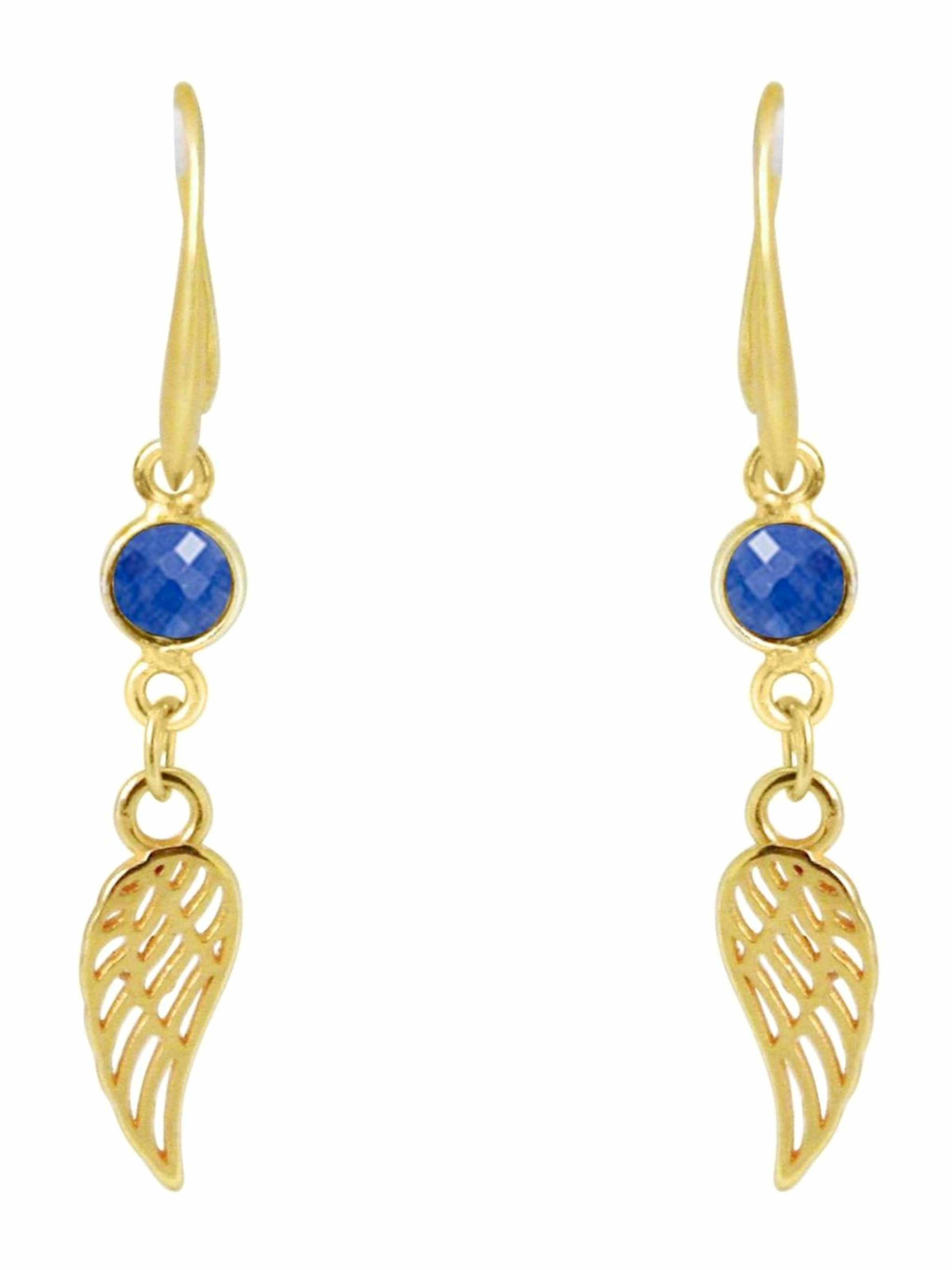 Gemshine Earrings 'Wings' in Gold: front