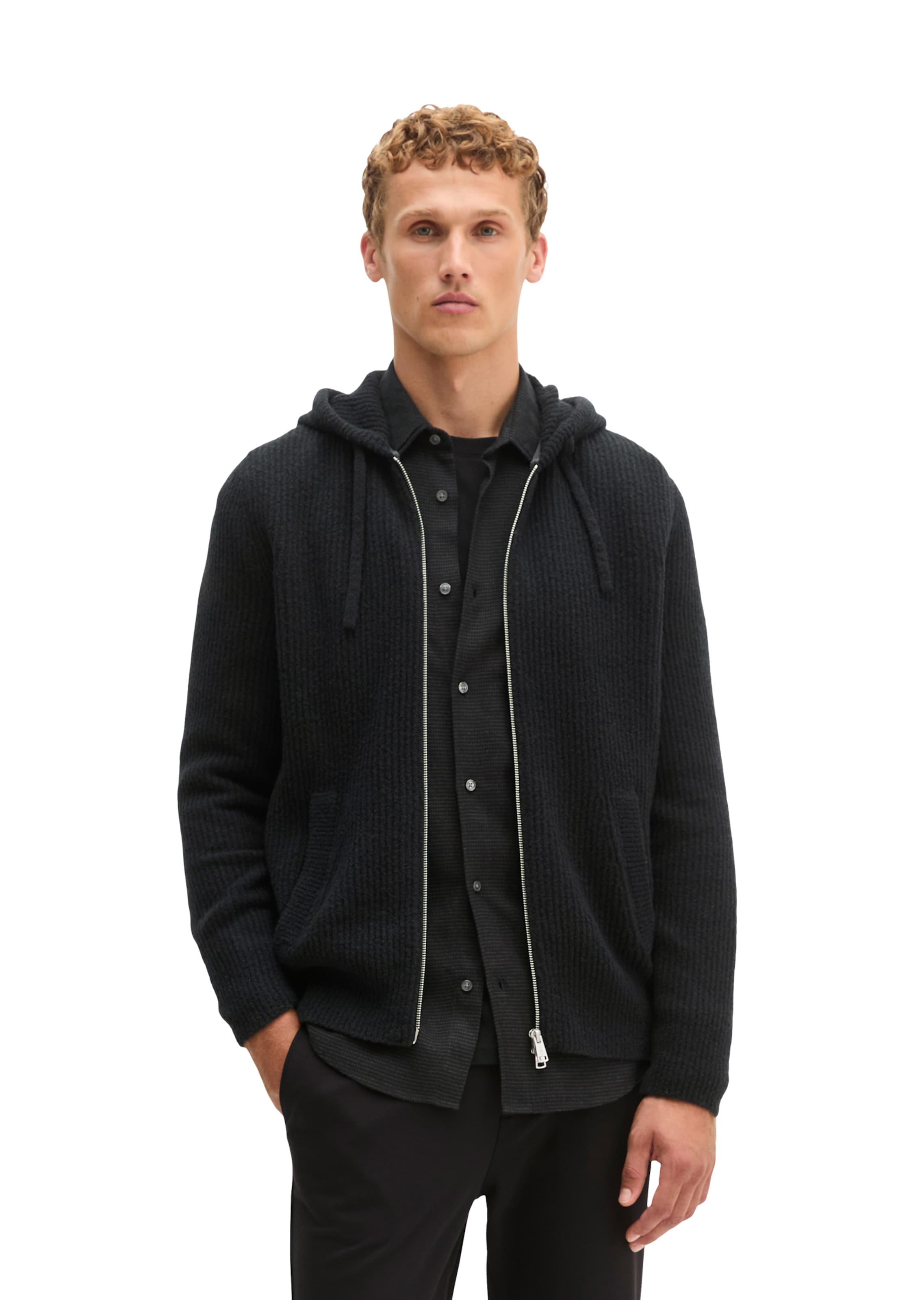 Marc O'Polo Strickjacke in Schwarz: Vorderseite