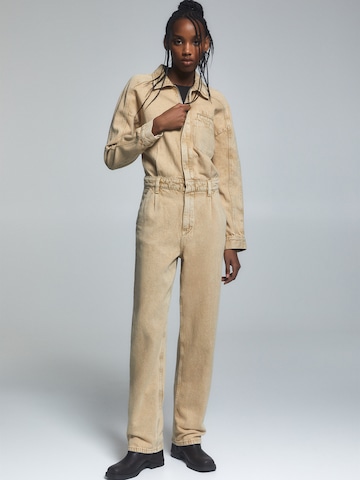 Pull&Bear Jumpsuit in Beige: front