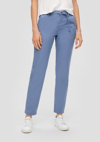 s.Oliver - Tapered Calças chino em azul: frente