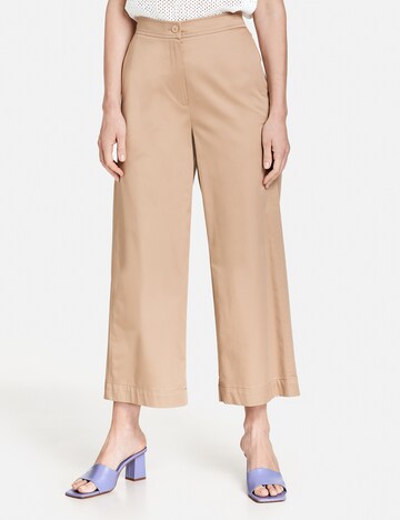 GERRY WEBER Wide leg Trousers with creases in Beige: front