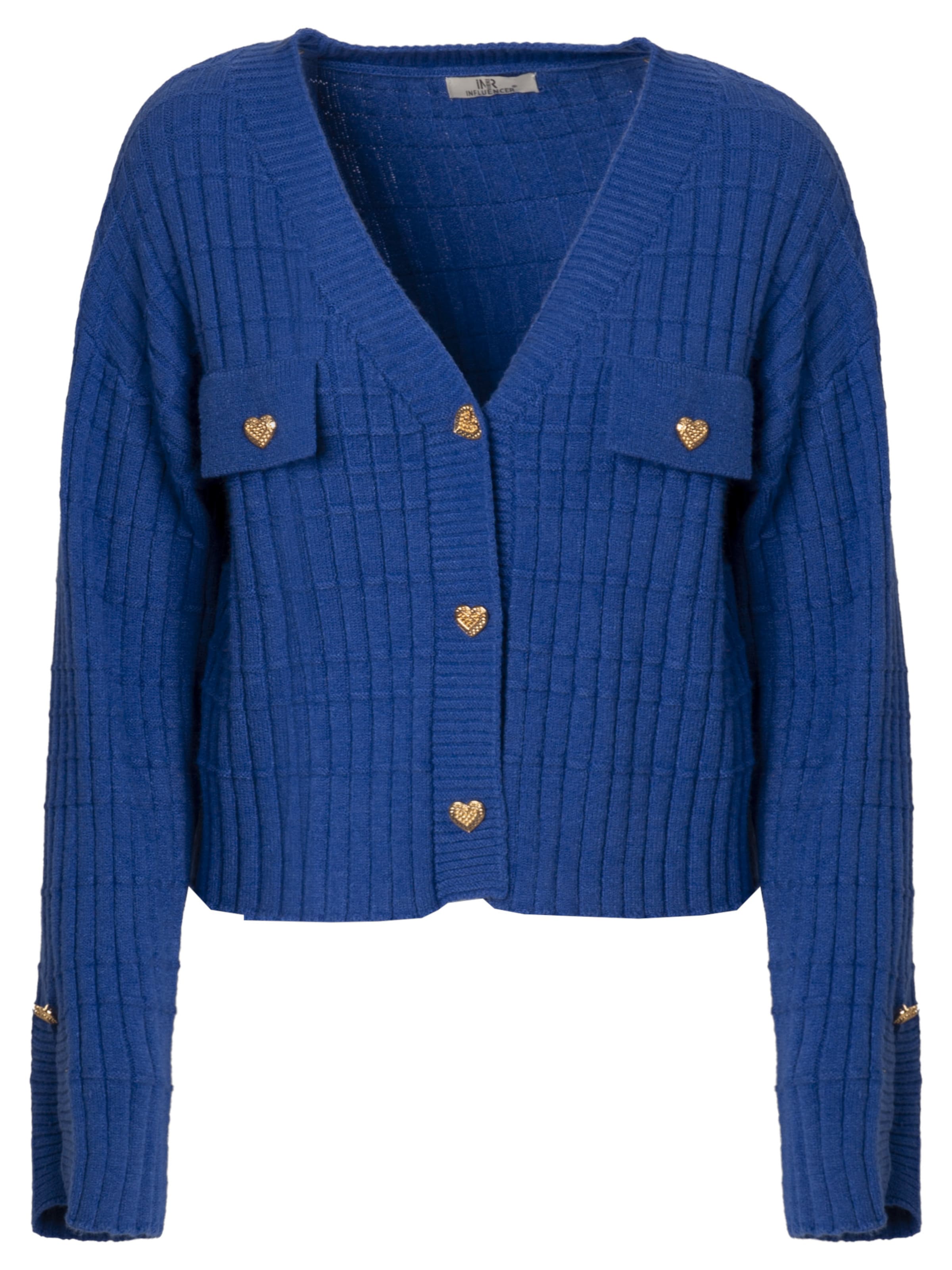 Influencer Πλεκτή ζακέτα σε μπλε: μπροστά