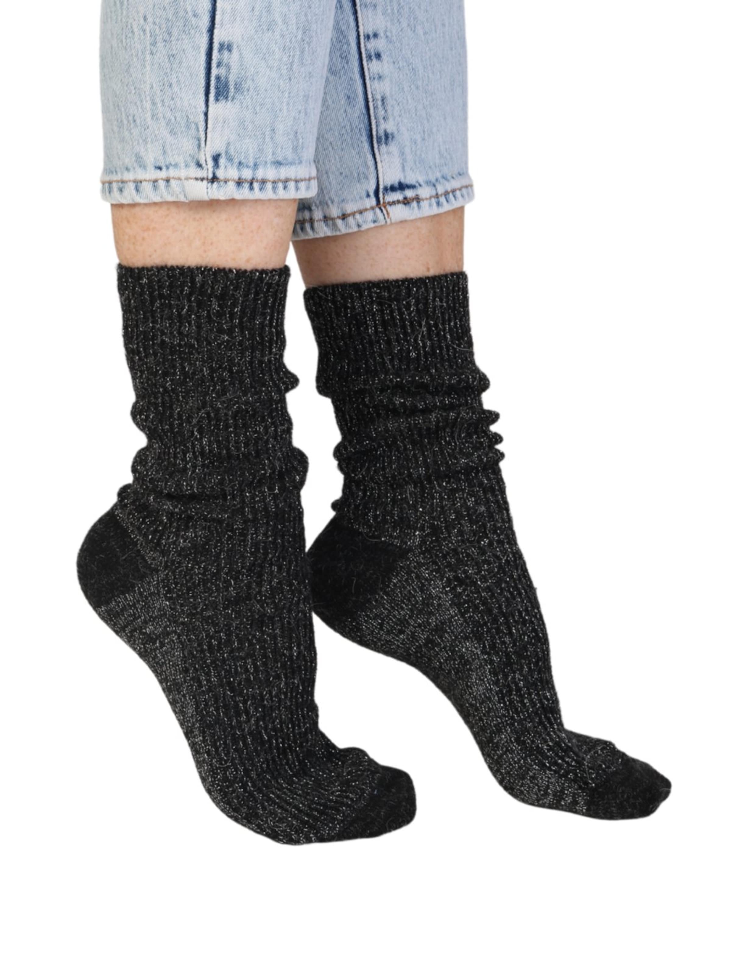 Sokisahtel Sokken 'ALPACA WOOL sparkly socks' in Zwart