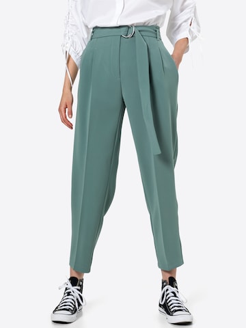 BOSS Black Pleat-Front Pants 'Tapia' in Green: front