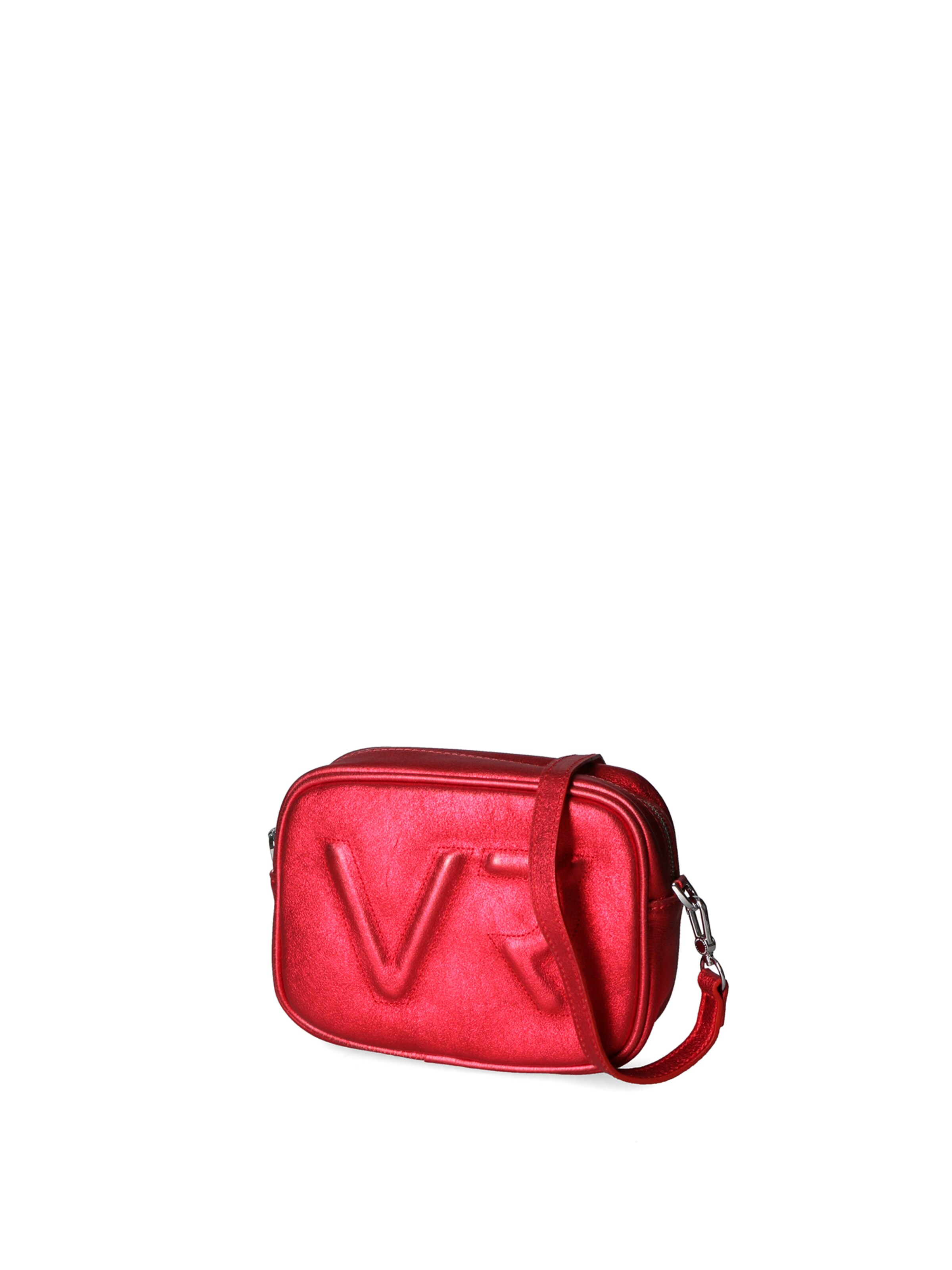 Borsa a tracolla 'Borsa a Tracolla Donna Pelle Laminata con Zip' di Virginia Rhinè in rosso