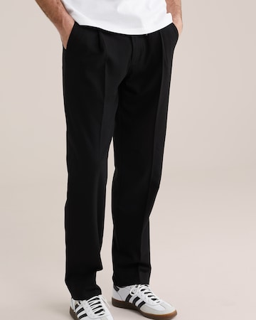 WE Fashionregular Hlače - crna boja: prednji dio