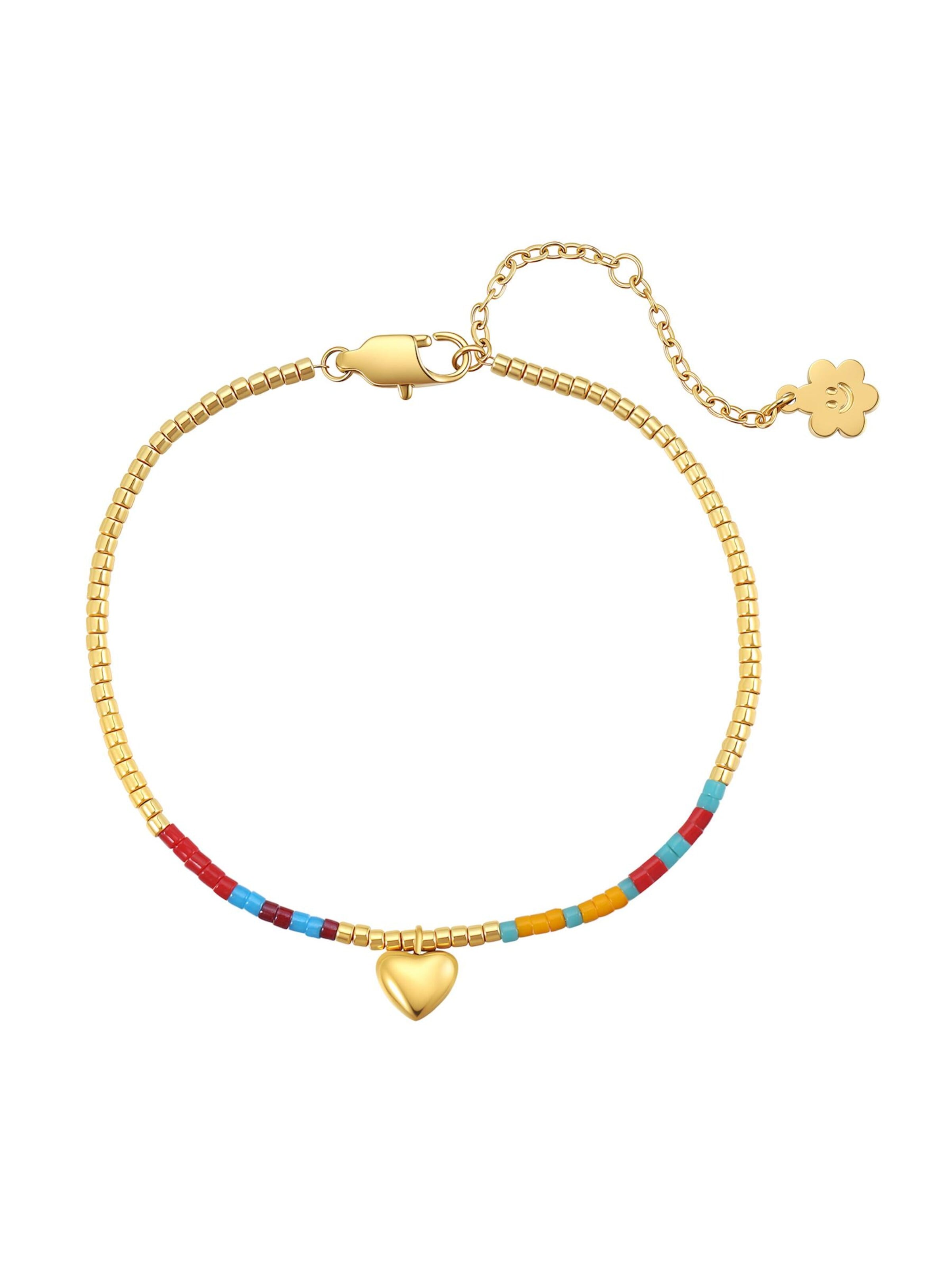 Braccialetto 'Summer Bead Heart' di Hey Happiness in oro
