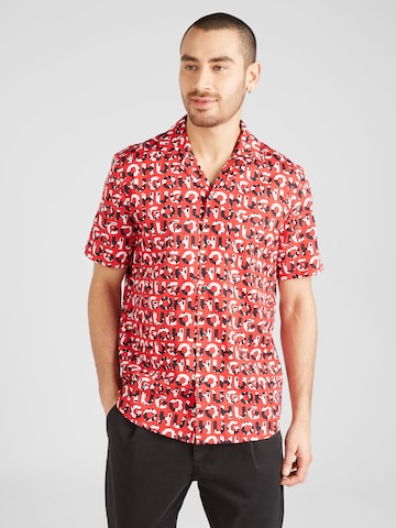 HUGO Red Comfort fit Button Up Shirt 'Ellino' in Red: front