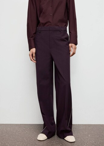MANGO Wide leg Pleat-Front Pants 'Piping' in Purple: front