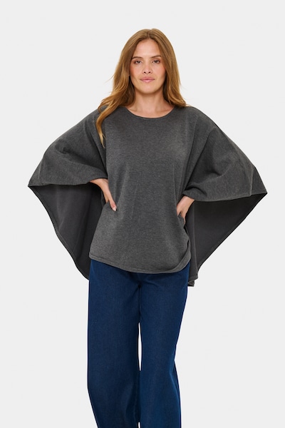 SAINT TROPEZ Poncho in dunkelgrau, Produktansicht