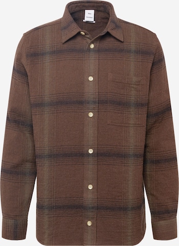 Won Hundred Regular fit Button Up Shirt 'Rex' in Brown: front