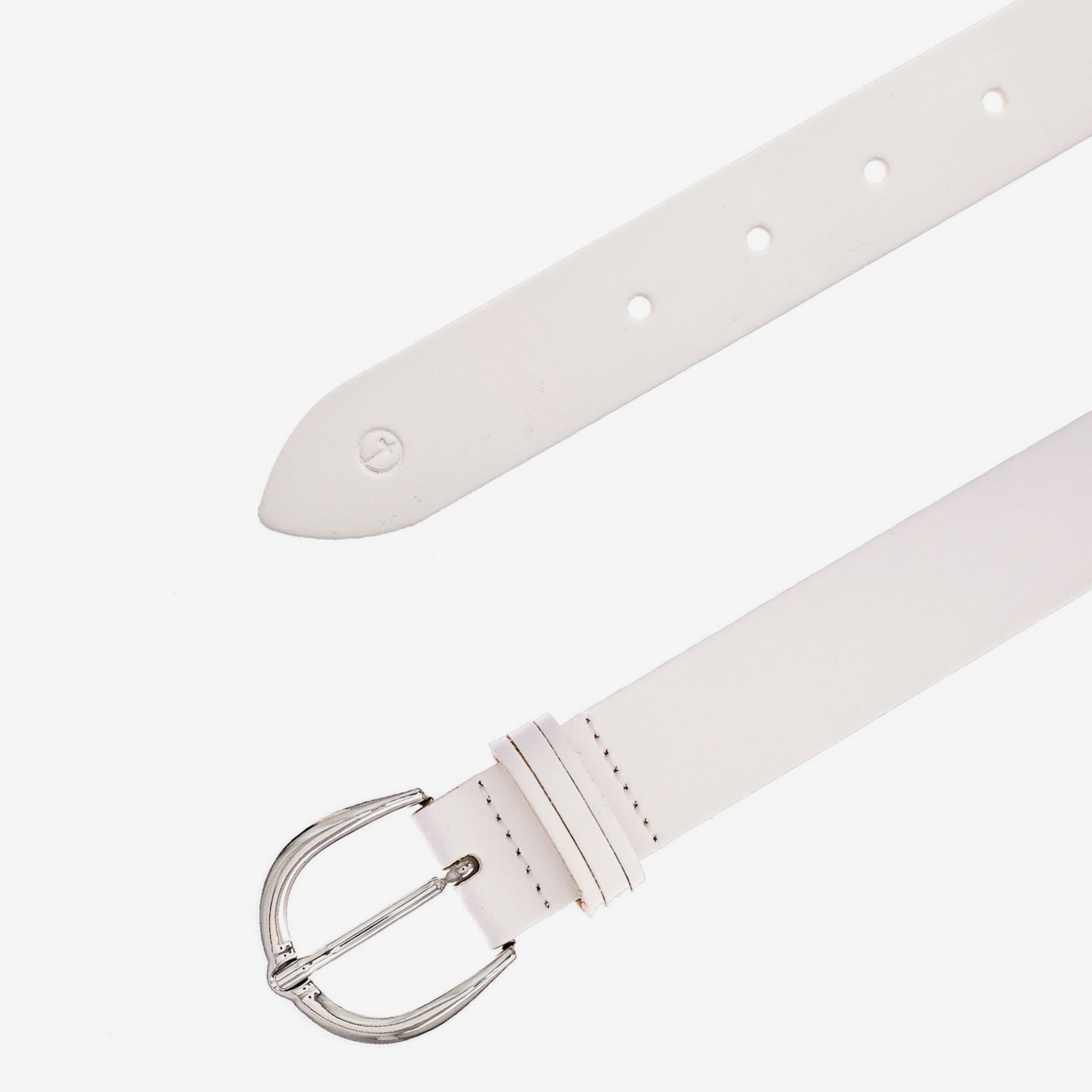 Cinturon Mujer Casual Monograma Doble Faz 3 Cm Blanco Coñac Talla S