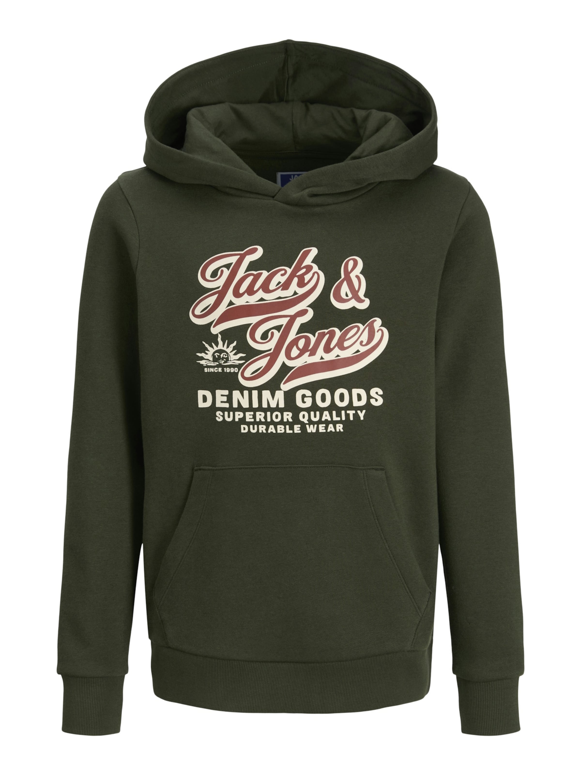 Jack & Jones Junior Hoodie 'JJELOGO' in Grün: Vorderseite