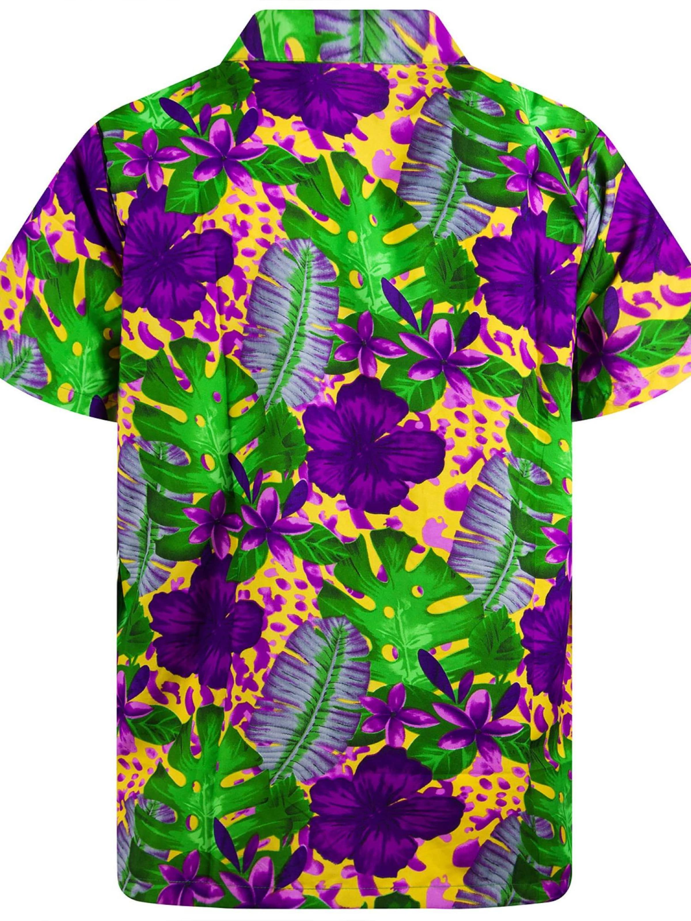 King Kameha Shirt 'Green Purple Flower' in Oranje