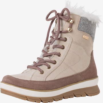 JANA Lace-Up Ankle Boots in Beige: front