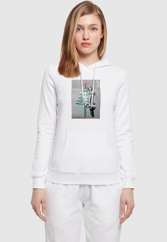 Merchcode Sweatshirt 'Banksy - Christmas Tree' in Weiß: Vorderseite