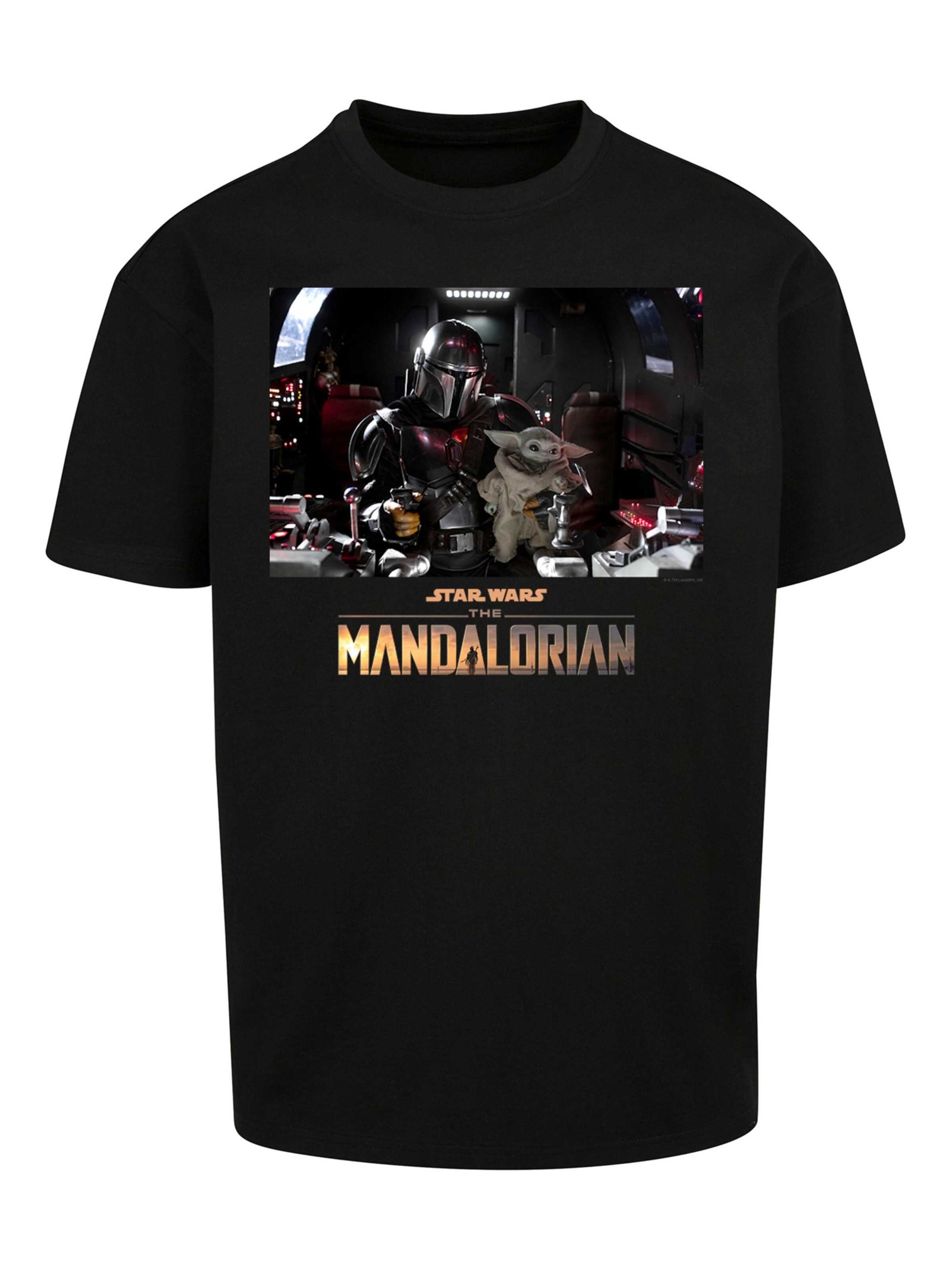T-Shirt 'Star Wars The Mandalorian Child On Board' F4NT4STIC en noir : devant