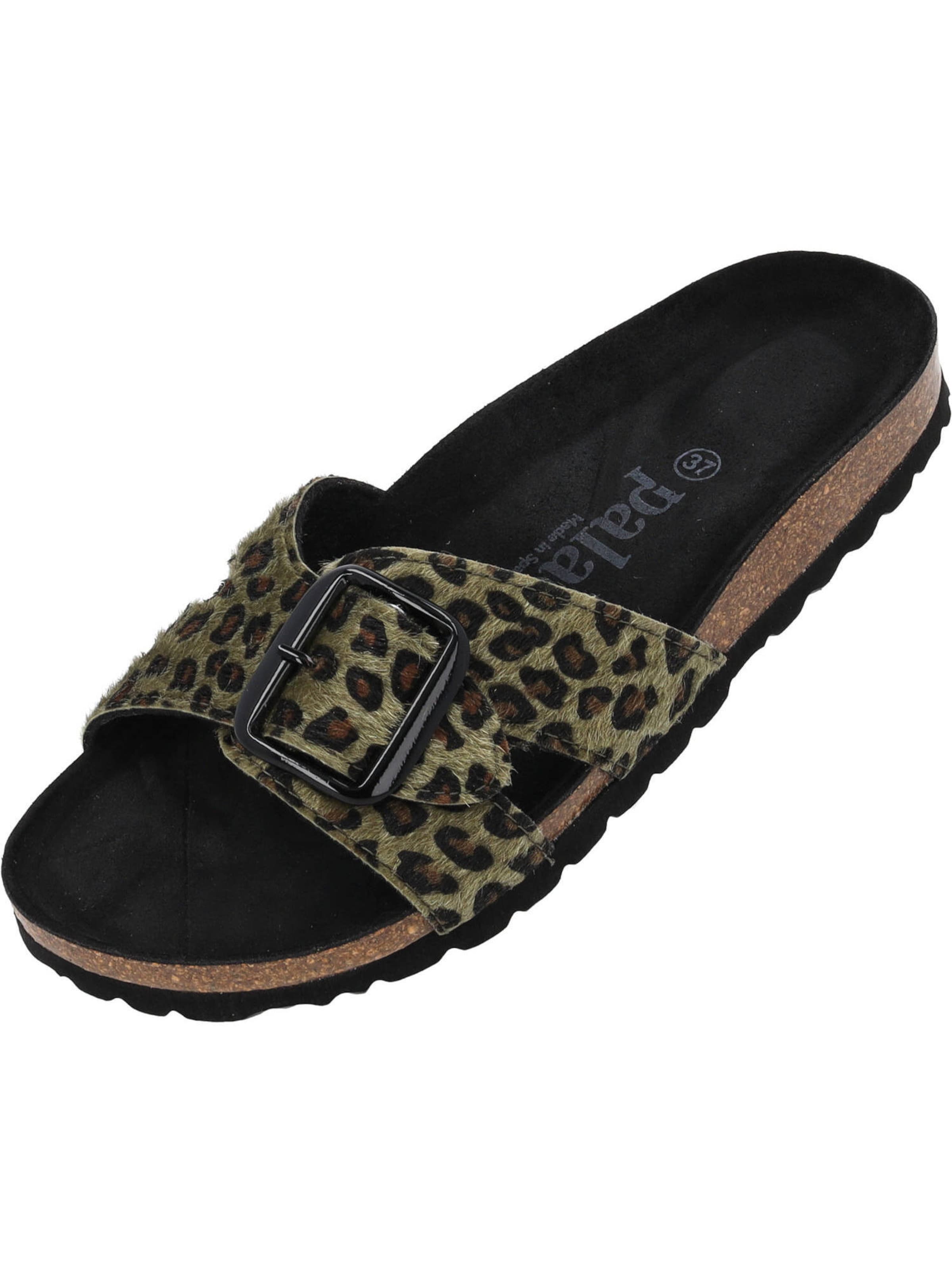 Palado Pantolette 'Tinos Leo' in Grün: Vorderseite